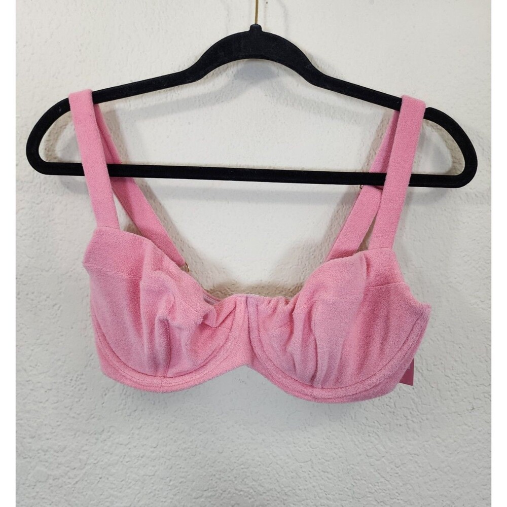 Victoria's Secret Swim Top 34DD Pink Terry Cloth Underwire Bikini Bra Sized NWT